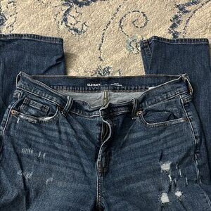 Old Navy Dark Blue Distressed Jeans